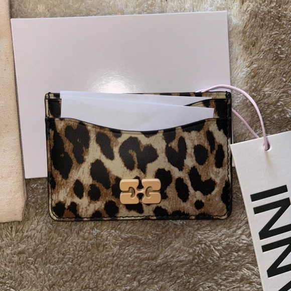 Ganni Animal Print Card Holder with Gold Detail - Picture 4 of 5